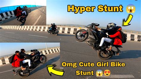 Cute Girl ️ Bike Stunts 🥵 And Wheelie😳 Finally Cute Girl Se Mill Liya Or Ride Bhi Kiya 😍😳 Omg