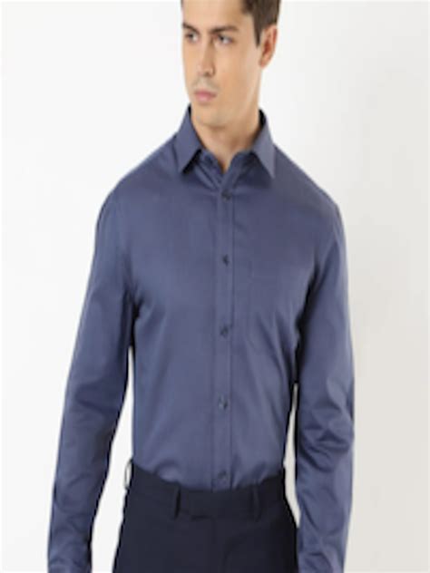 Buy Marks Spencer Men Navy Blue Pure Cotton Formal Shirt Shirts For