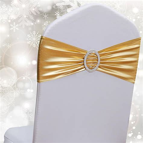 Gankar Pcs Spandex Metallic Gold Chair Sashes For Wedding Reception