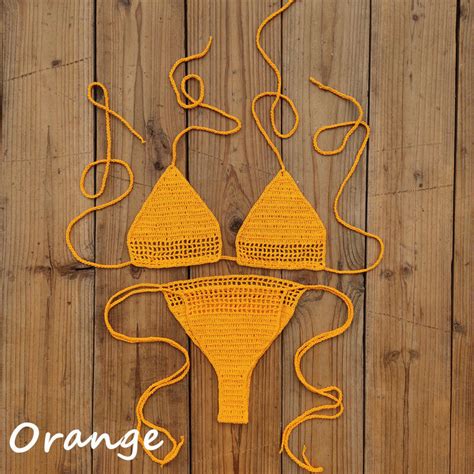 Hand Crochet Sexy Mini Bikini Set Top Bottom Thong Boho String Bikini Microkini EBay