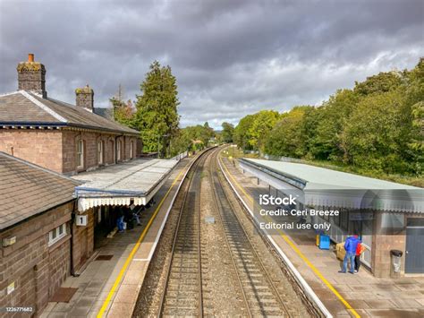 Railway Station And Platforms In The Rural Market Town Of Abergavenny