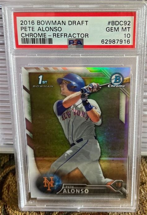 Pete Alonso Bowman Draft Chrome Refractor Bdc Psa Gem Mt