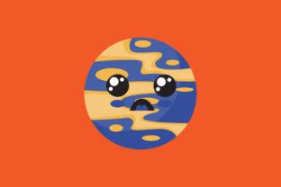 Kawaii Outerspace Blue Planet With Face Graphic By Naskaaset Creative