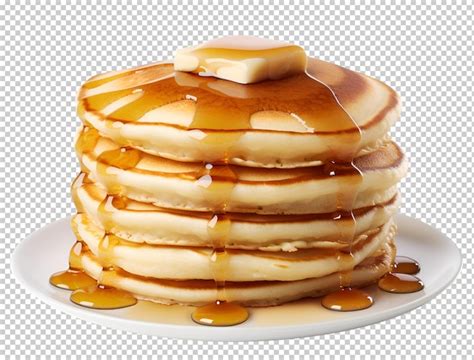 Premium Psd Stack Of Pancake With Honey Syrup On The White Plate On