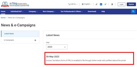 Itr Filing Itr Form Enabled For Filing Via Online Mode At Income Tax