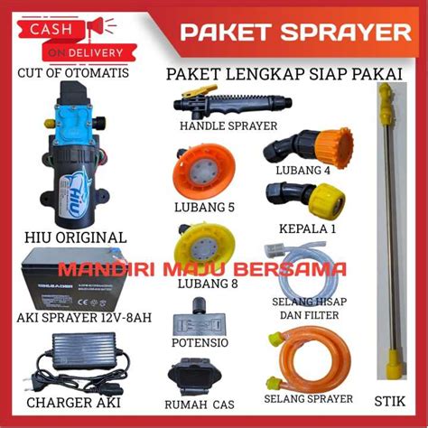 Paket Dinamo Pompa Sprayer Elektrik Hiu Psi Original Aki V Ah