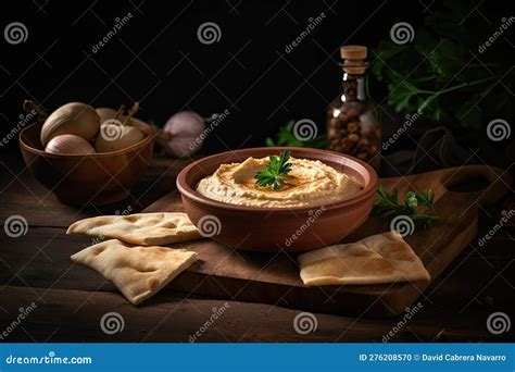 Chickpea Hummus Food Sketch Hand Drawn Vector 281368626