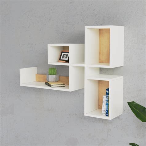 KayRana Huve White and Sapphire Wall Mounted Stylish Bookshelf - The ...