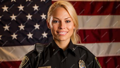 Premium AI Image | Proud police officer by American flag