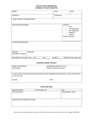 Fillable Online Tasp Referral Form Docx Fax Email Print PdfFiller