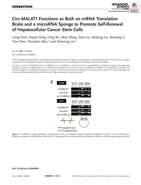 PDF CircMALAT1 Functions As Both An MRNA Translation Brake And A