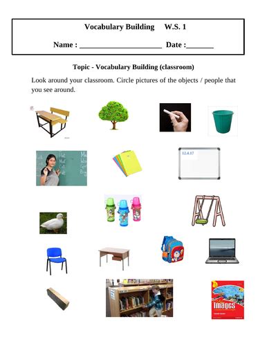 Vocabulary Building Worksheets Set Of 3 For Grade 1 Teaching Resources