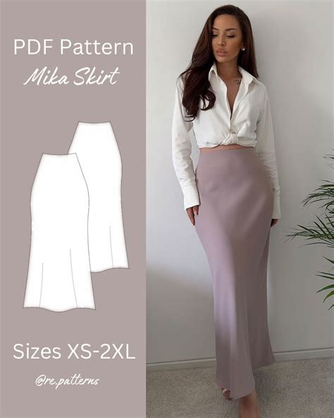 Satin Silk Maxi Skirt Pdf Sewing Pattern In 2024 Skirt Pattern Free Maxi Skirt Pattern Long