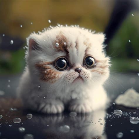 Premium Photo | Cute little scared cat looks innocently at camera