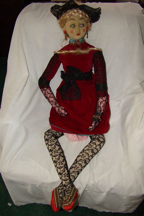 Antique French Lenci Type Boudoir Fashion Felt Cloth Doll 40 Long Ebay