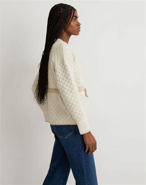 Quilted Jacquard Snap-Front Collarless Jacket in Daisy Blooms | Madewell