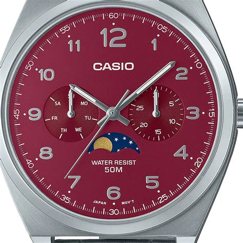 Casio Mtp M D Av Moon Phase Maroon Dial Men S Watch