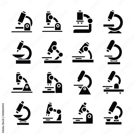 Microscope Glyphs Vector Icons Set Stock Vector Adobe Stock