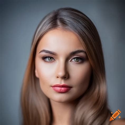 Beautiful Brunette Russian Woman Symmetrical Face Accurate