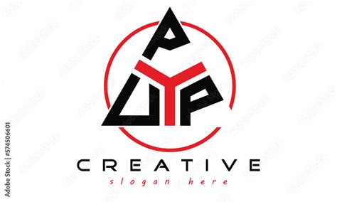 Upp Three Letter Creative Triangle Shape In Circle Logo Design Vector