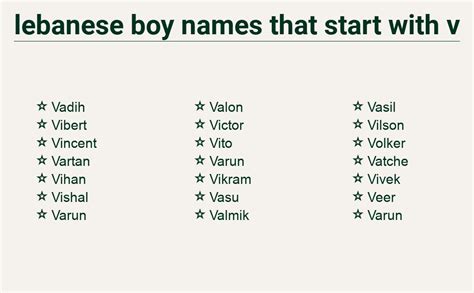 Lebanese Boy Names That Start With V - A Unique Collection