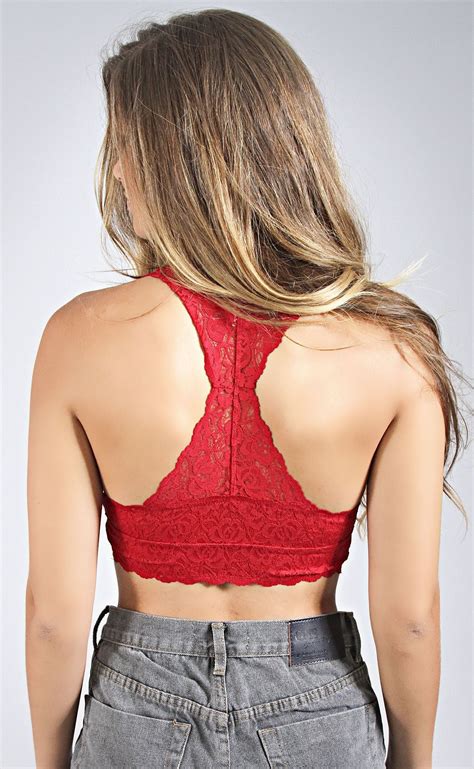 Racerback Lace Bralette Red