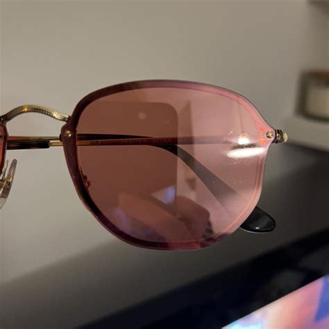 Pink Mirrored Ray Ban Sunglasses With Gold Frame In Depop