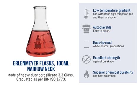 Eisco Pk Erlenmeyer Flasks Ml Borosilicate Glass Narrow Neck