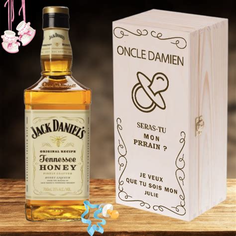 Jack Daniels Honey Bo Te En Bois Personnalis E Pour Un Parrain