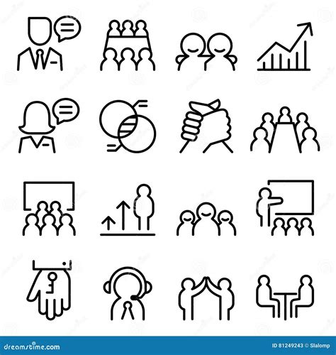 Business Consulting Icon Set In Thin Line Style Stock Vector