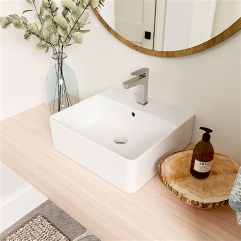 Deervalley Ceramic Wall Mount Rectangular Modern White Bathroom Sink