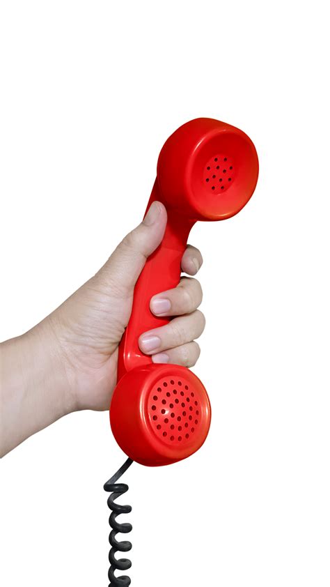 Old Fashioned Red Desk Phone Headset In Hand Isolated Png Transparent