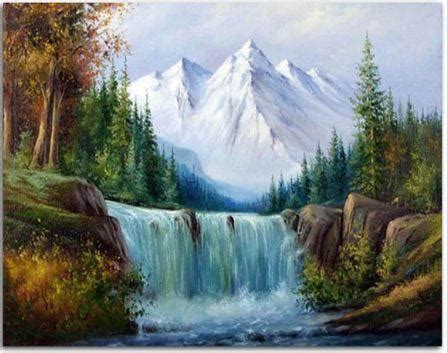 Snow Mountain Waterfall Paint By Number Paint By Numbers Uk