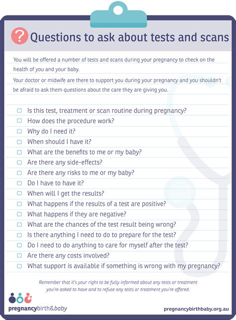 Questions To Ask Your Doctor About Tests And Scans Pregnancy Birth