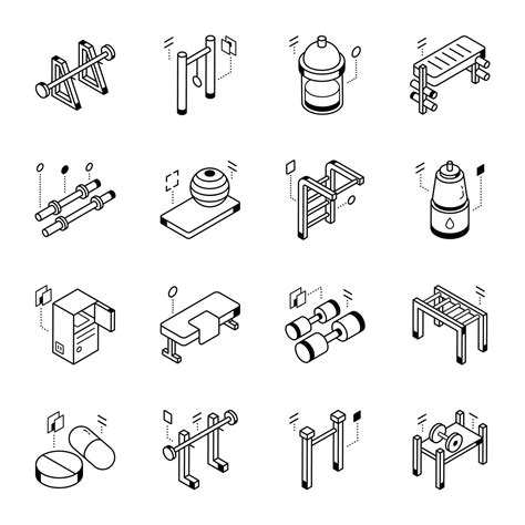Pack of Gym Machines Line Icons 9835271 Vector Art at Vecteezy
