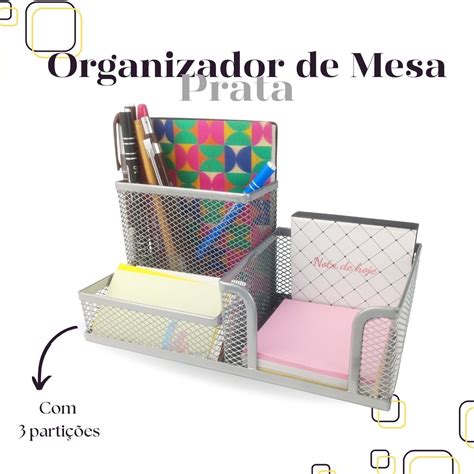 Porta Caneta Lápis Treco Organizador Mesa Escritorio Cinza Elo7