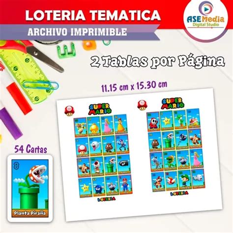 Loter A Mario Bros World Tablas Imprimible Pdf Fiesta En Venta En