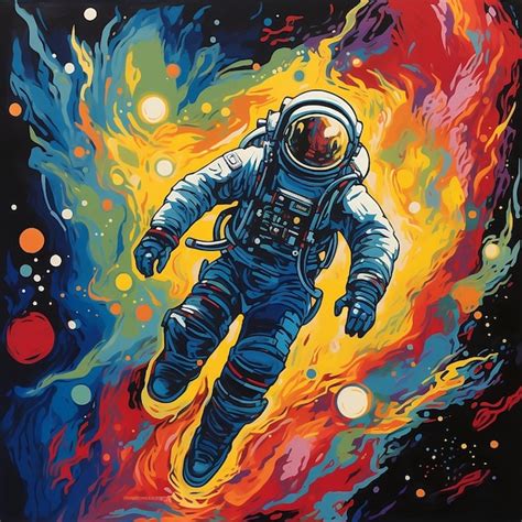 Premium AI Image | Vibrant drawing of an astronaut floating in space