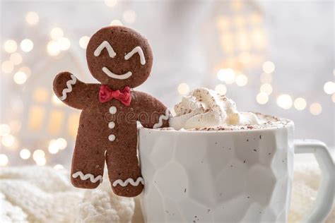 Gingerbread Man In Hot Chocolate Stock Image Image Of Dessert Milk