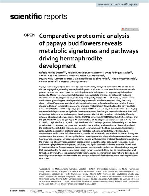 Pdf Comparative Proteomic Analysis Of Papaya Bud Flowers Reveals