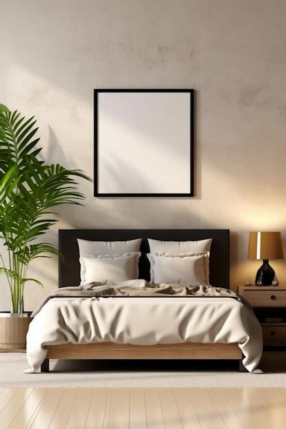 Premium AI Image | A bedroom with a plant on the wall