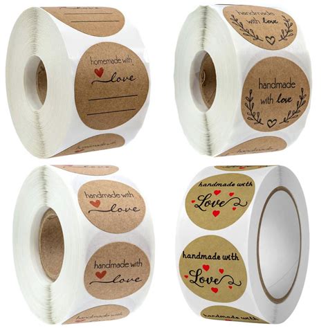 Craft 4pc Multifunctional Handmade With Love Sticker Rolls 500pcs