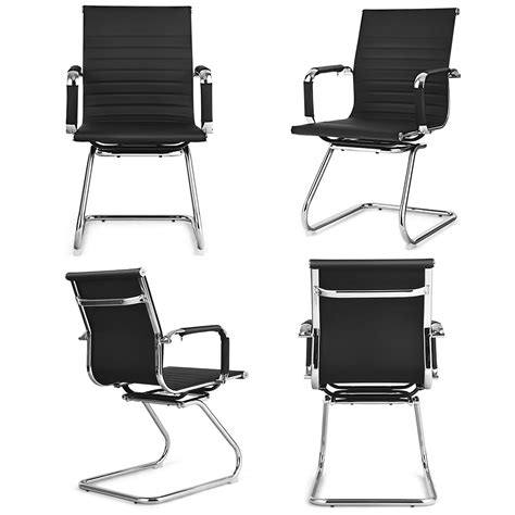 Costway Set Of 4 Ergonomic Guest Office Chairs With Arms For Reception