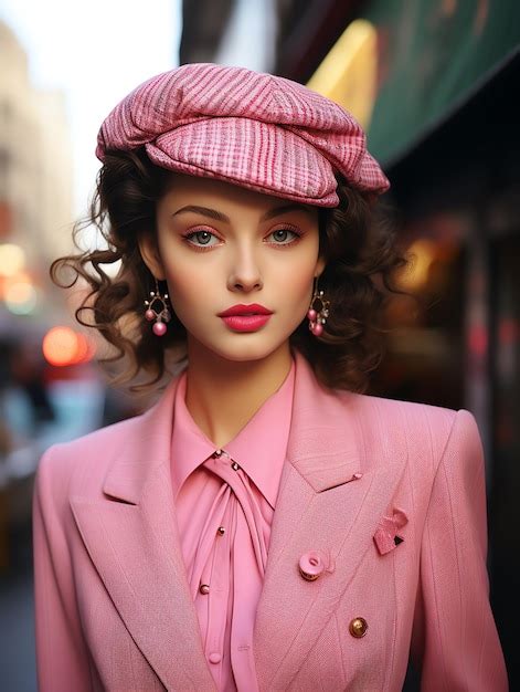 Premium Photo A Woman In A Pink Suit And Hat