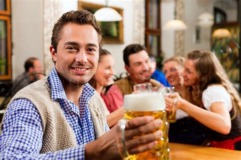 Man Drinking Beer In Bavarian Pub Stock Image Colourbox