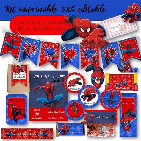 Art Collectibles Toppers Decoración Kit Imprimible Hombre Araña