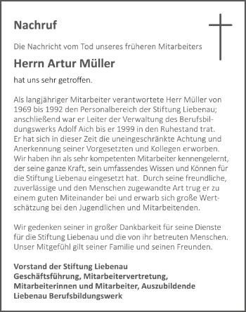 Traueranzeigen von Artur Müller schwaebische de Trauerportal