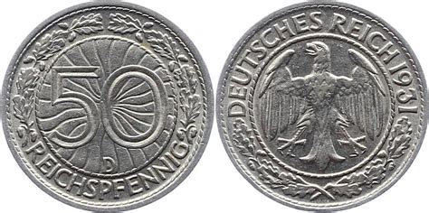 Weimarer Republik 50 Reichspfennig 1931 D Sehr schön MA Shops