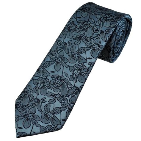 Tresanti Light Blue Grey Black Flower Pattern Men S Silk Designer