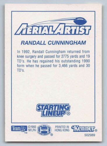 1993 Kenner Starting Lineup 12 Randall Cunningham For Sale Online EBay